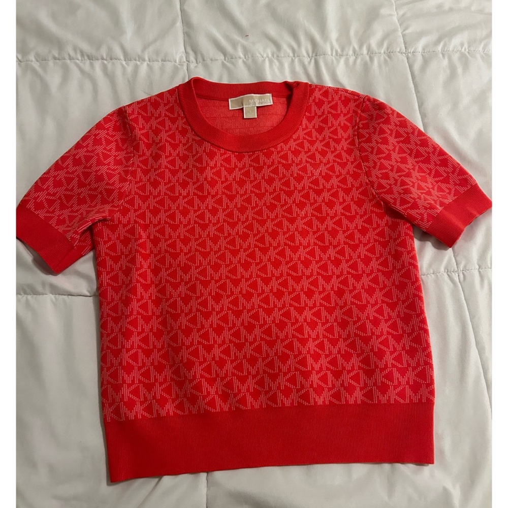 Micheal Khors Jaquared Sangria Knit Top Sz S